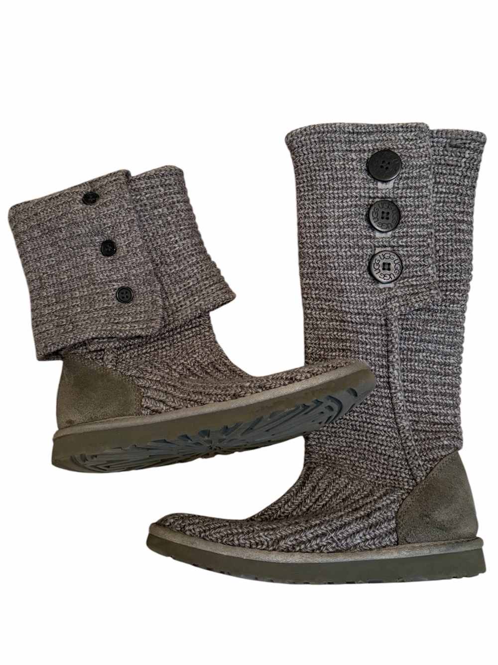 UGG Women's Classic Cardy Knit Sweater Boots Gray Size 8